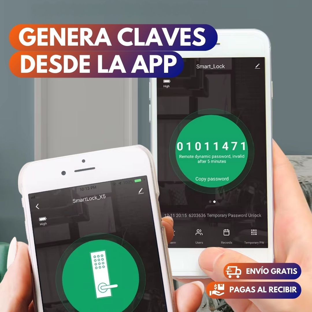 Cerradura Inteligente Con huella, pin, wifi, llave y tarjeta