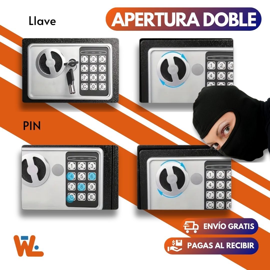 Caja Fuerte Con Pin Personalizable y Doble Cierre