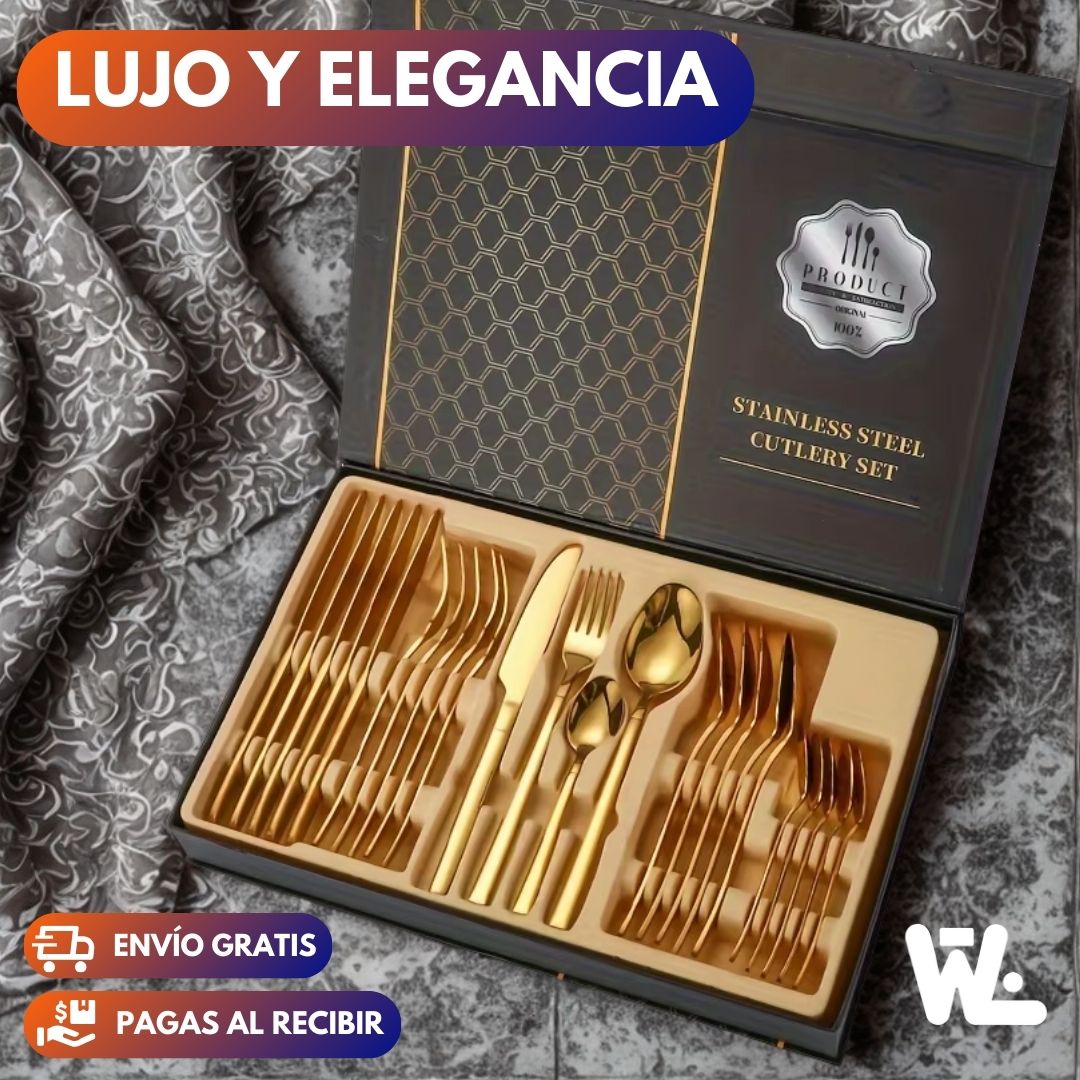 Set X24 Cubiertos Dorados