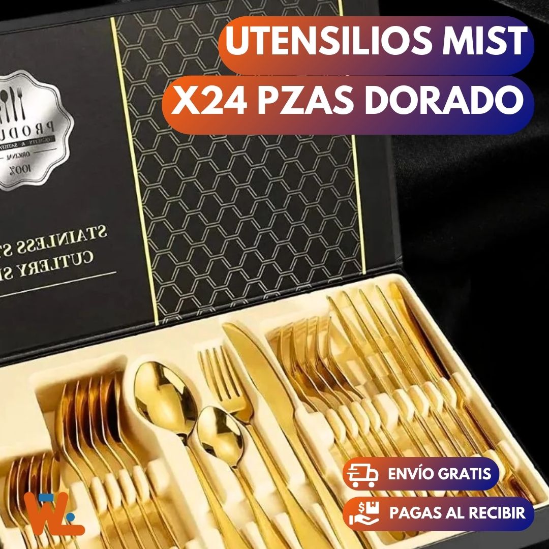 Set X24 Cubiertos Dorados