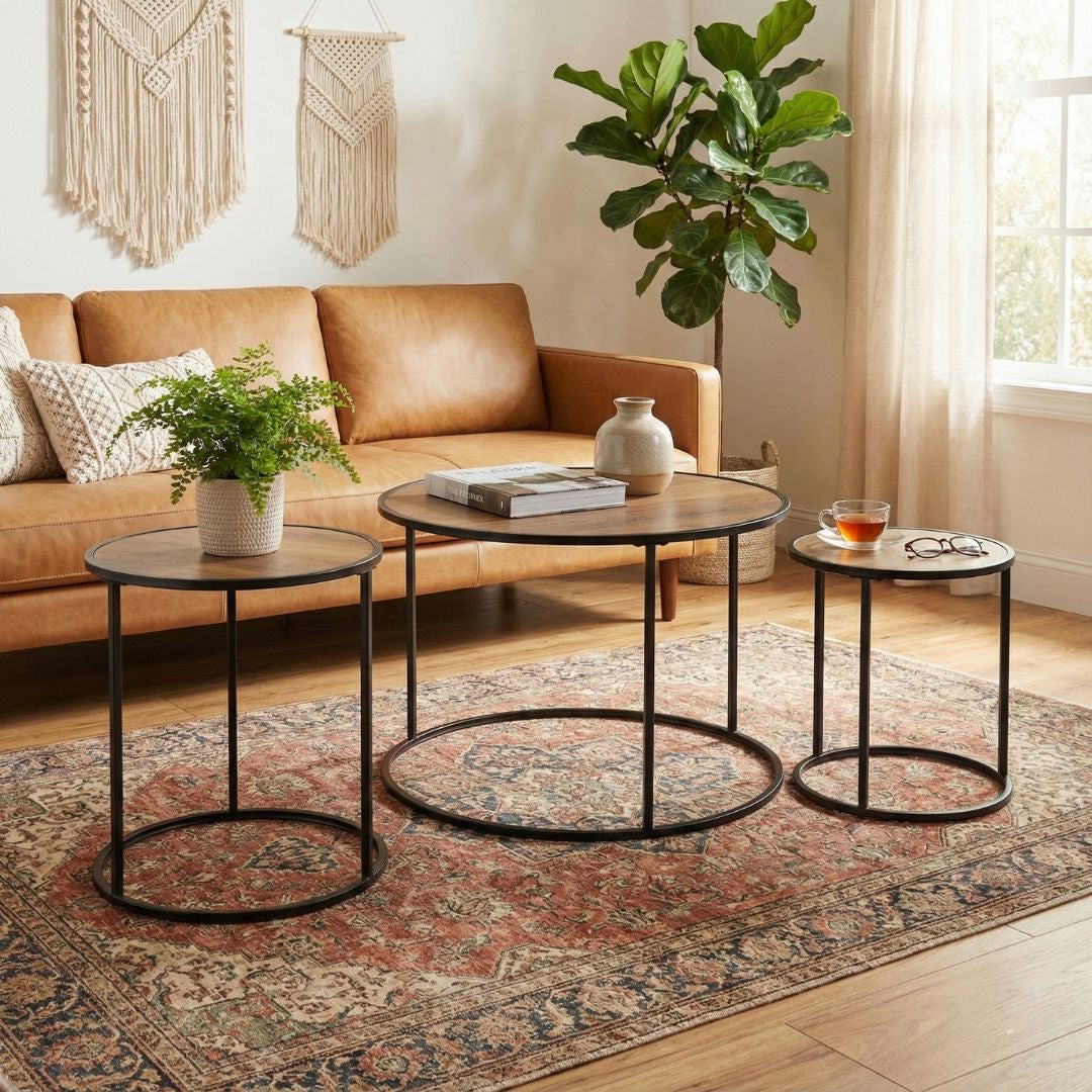 Juego de 3 Mesas Modulares de Madera