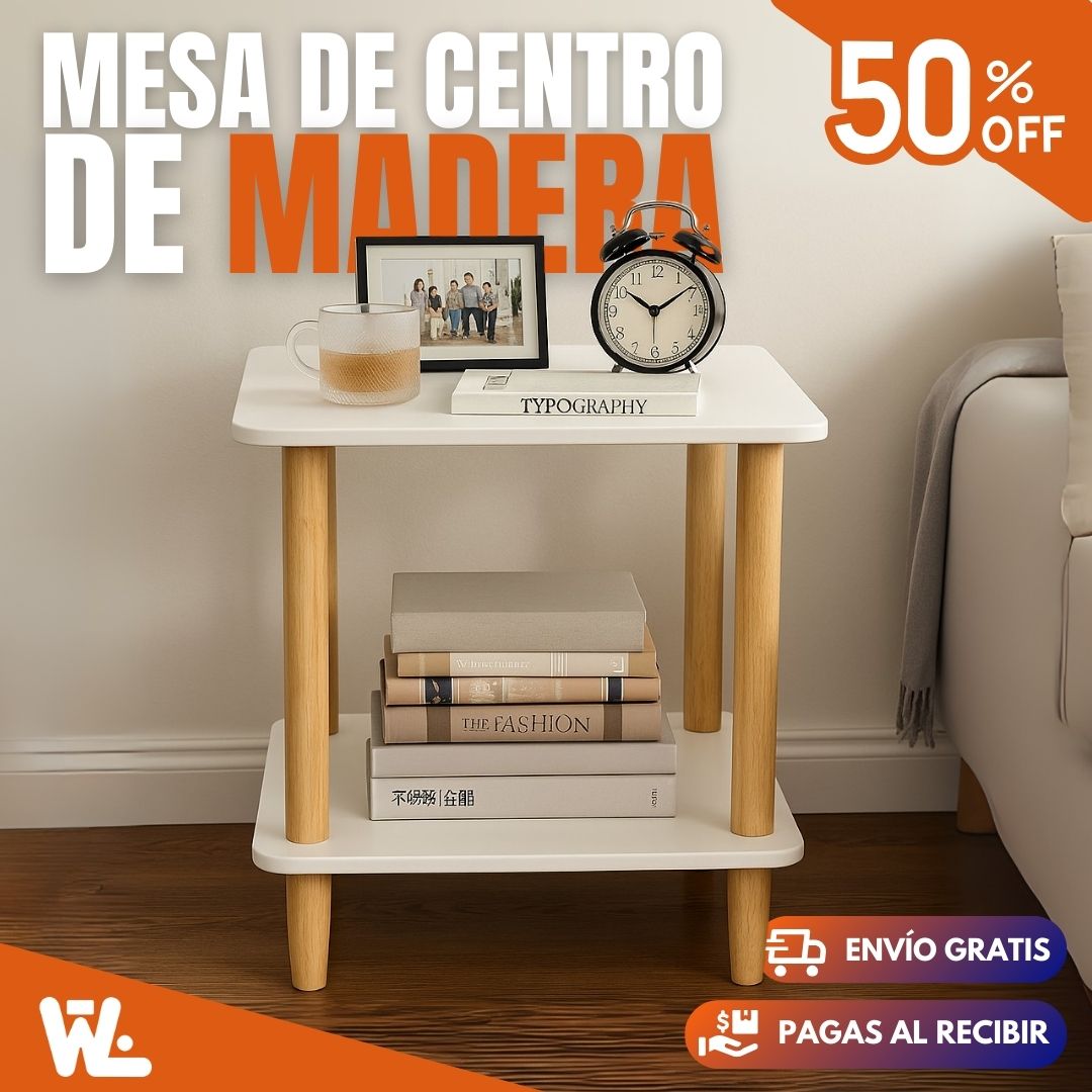 Mesa Auxiliar de Centro de Madera Blanca