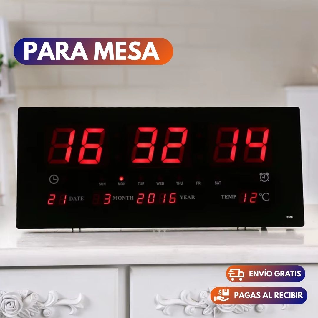 Reloj De Pared / Mesa Digital Con Alarma Y Calendario