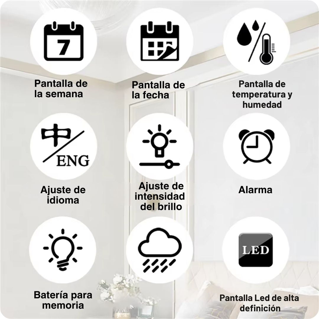 Reloj De Pared / Mesa Digital Con Alarma Y Calendario