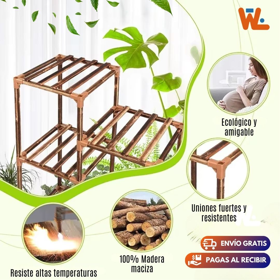 Soporte Para Plantas De Madera Con 7 Posiciones