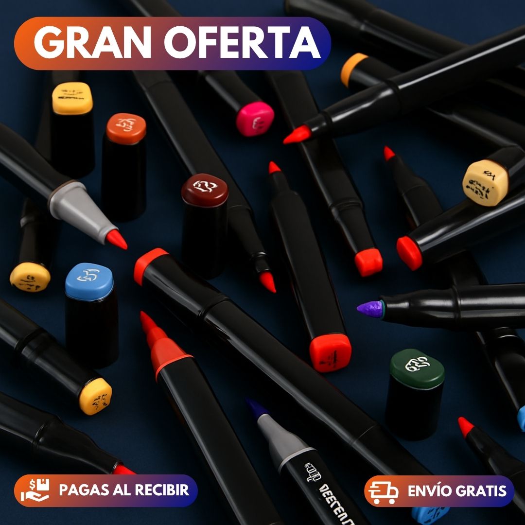 Marcadores 80 Piezas Colores Base De Alcohol Artísticos Doble Punta