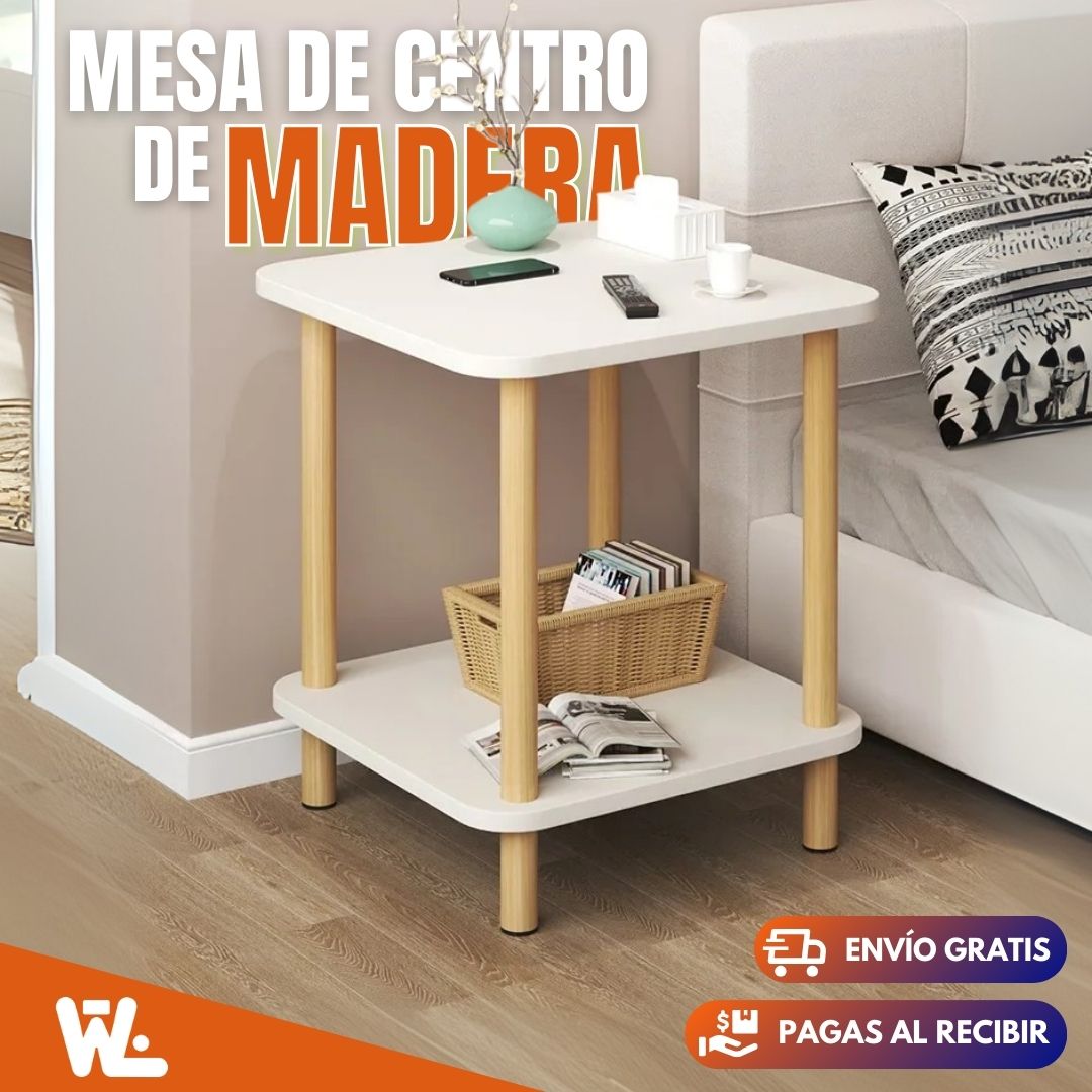 Mesa Auxiliar de Centro de Madera Blanca